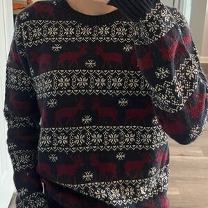 Forever 21 Navy and Burgundy Reindeer Sweater